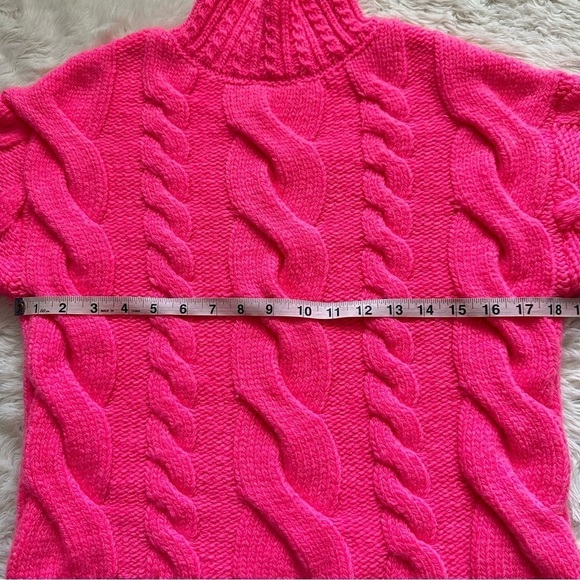 Anthropologie Sweater Mock Neck Cable-Knit Long Sleeve Neon Pink XXS - Picture 9 of 11